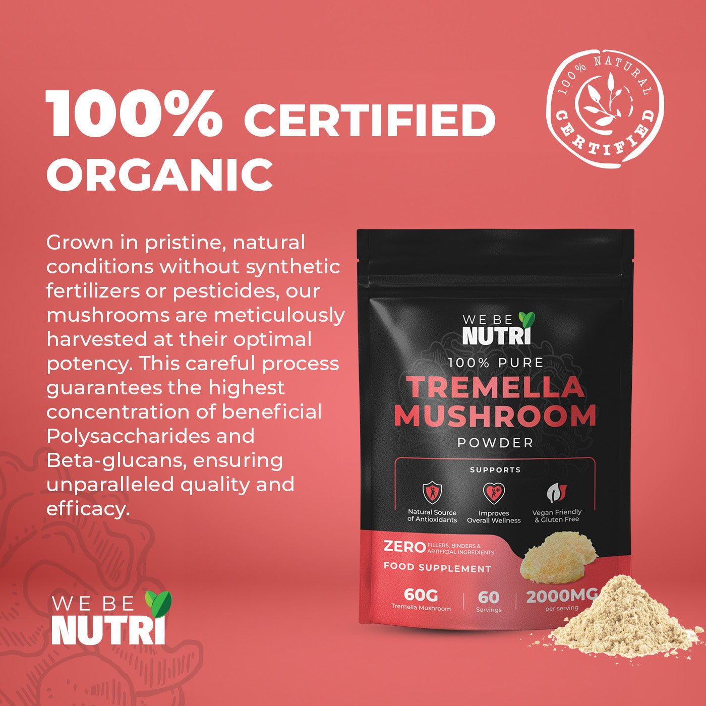 Pure Tremella Mushroom Powder - 60g