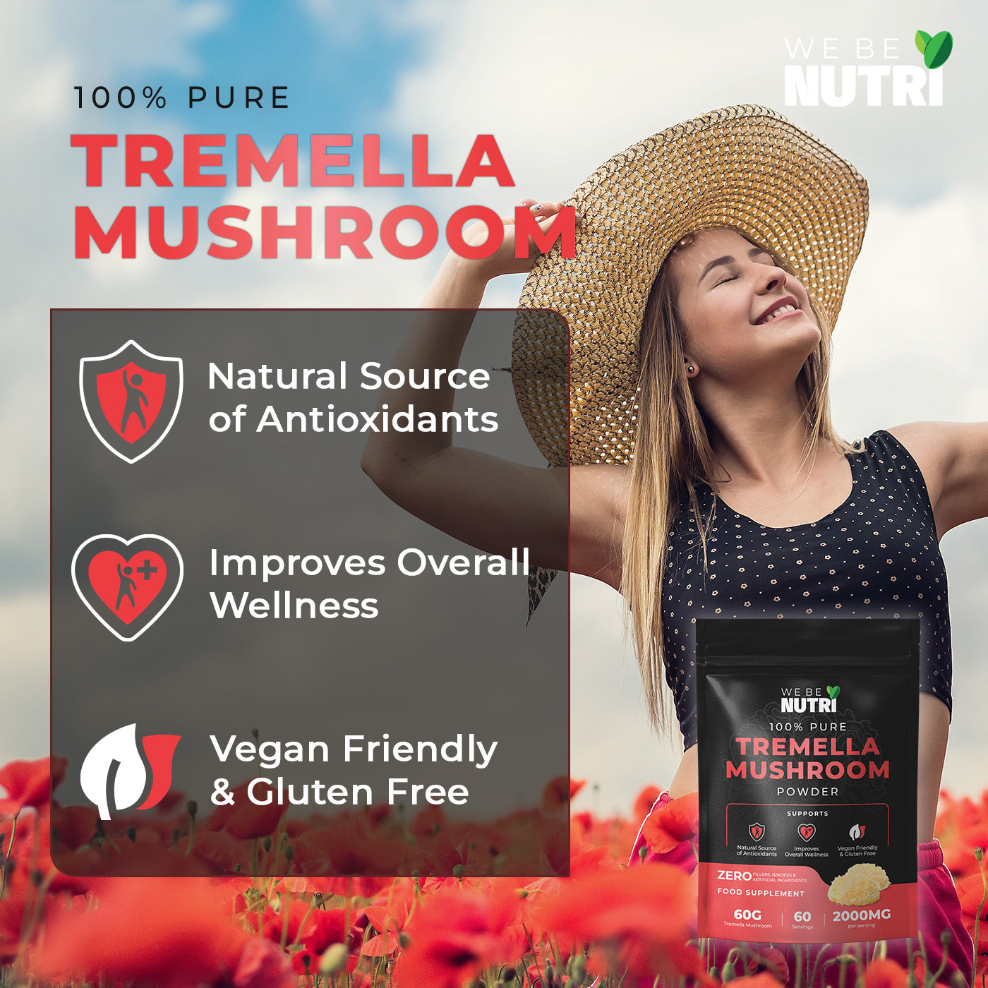 Pure Tremella Mushroom Powder - 60g